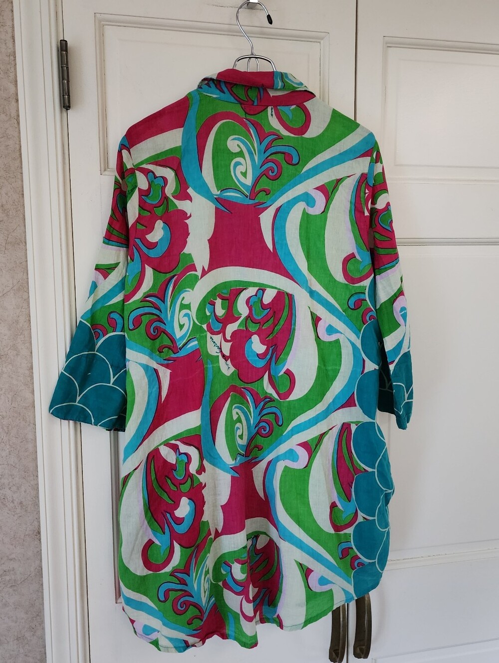 Women's Teal Floral Shirt Dress Wyth stunning beaded floral embellishments - Picture 5 of 7